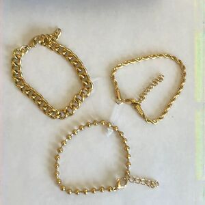 3 Women’s Gold Paperclip Bracelets